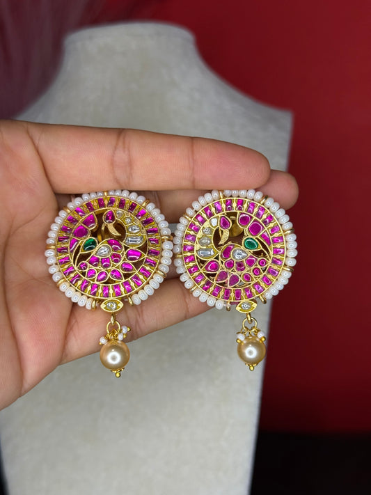 Jadav Kundan Ear rings with Swarovski Pearls