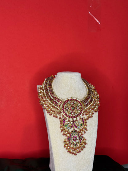Royal Ruby & Pearl Bridal Necklace