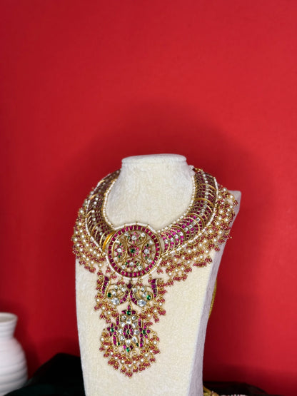 Royal Ruby & Pearl Bridal Necklace