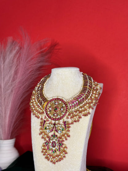 Royal Ruby & Pearl Bridal Necklace