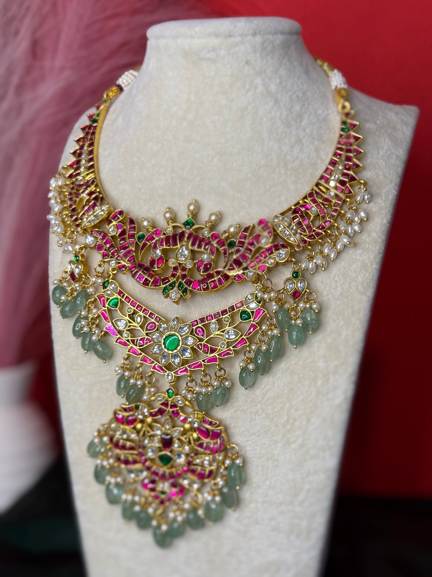 Majestic Ruby & Pearl Kundan Necklace