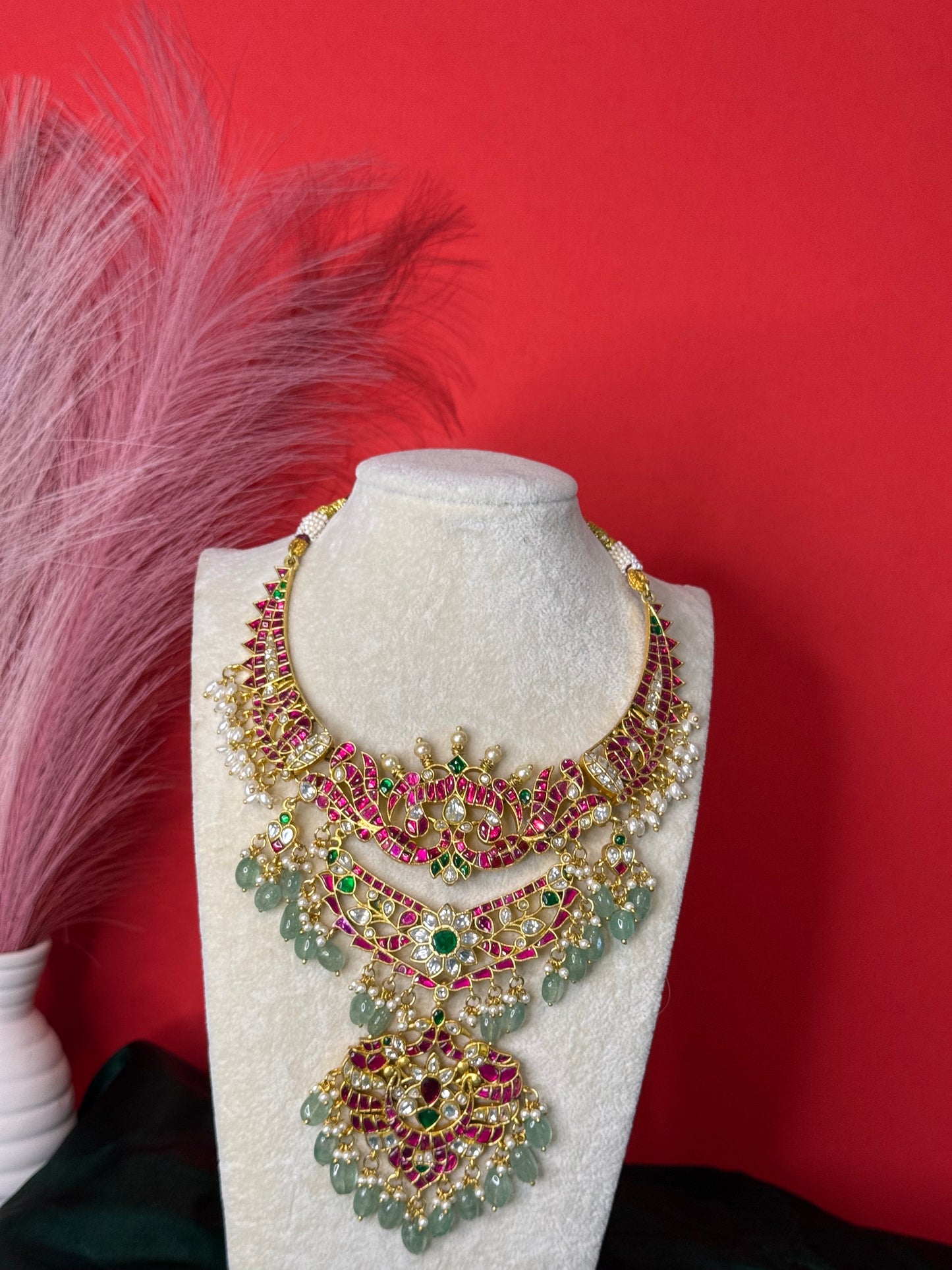 Majestic Ruby & Pearl Kundan Necklace