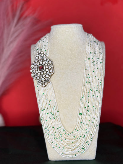 Regal Victorian Pearl Side Locket Necklace Set