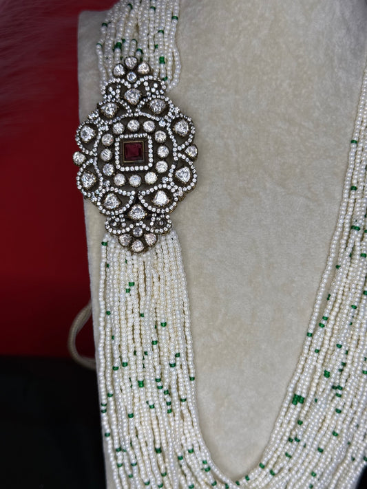 Regal Victorian Pearl Side Locket Necklace Set