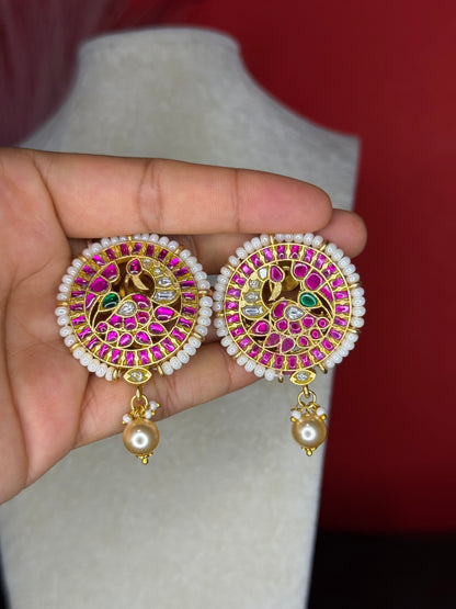 Jadav Kundan Ear rings with Swarovski Pearls
